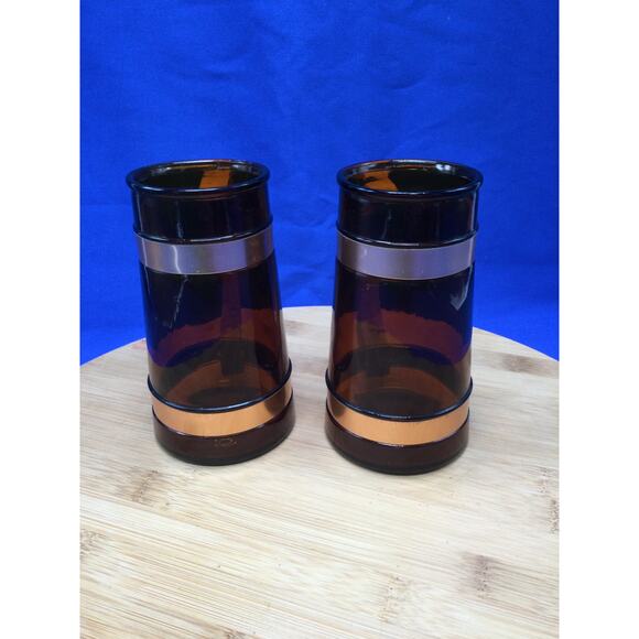 Siesta Ware Amber Brown Barrel Glass Beer Mug Wood Handle 2 - Picture 5 of 10